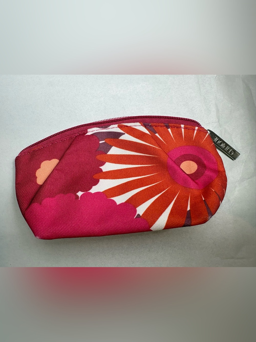 Floral Print Cosmetic Pouch - Pink & Orange